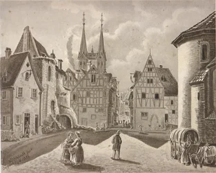 La plaza del castillo frente al castillo electoral de Boppard alrededor de 1853